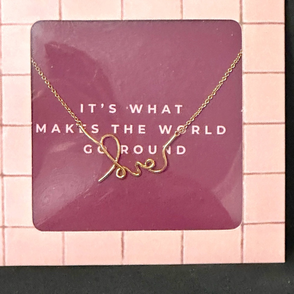 2/$20 Gold Tone Stella & Dot “Love” in Cursive on Chain Original NIB